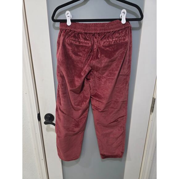 Madewell Red Velour Lounge Pants Size S Soft Pull-On Relaxed Fit Tapered Leg EUC - Picture 2 of 6